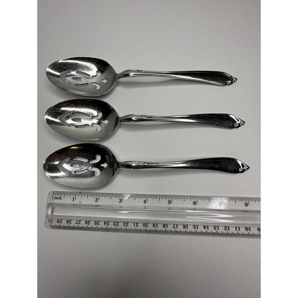 Oneida Craft Deluxe Shasta Stainless Flatware Serving Slotted Spoon 3 Pc - Picture 3 of 5